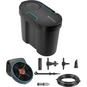 image:imageGARDENA 13301 SolarPowered AquaBloom Garden Irrigation Sprinkler Kit with Water Tank Water up to 20 Potted Plants with Adjustable drip Irrigation System for Automatic Watering of Patio PlantsM 21 Plants