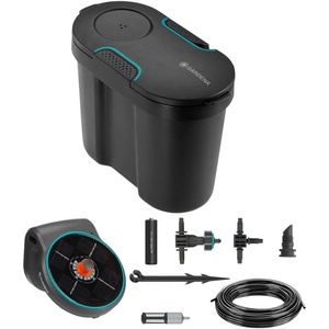 image:imageGARDENA 13301 SolarPowered AquaBloom Garden Irrigation Sprinkler Kit with Water Tank Water up to 20 Potted Plants with Adjustable drip Irrigation System for Automatic Watering of Patio PlantsM  20 Plants