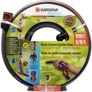 image:imageGARDENA 39100 100 Foot 58 HeavyDuty Quick Connect Hose HeavyDuty 5Ply Design Includes Quick Connectors and Adadpters KinkResistant